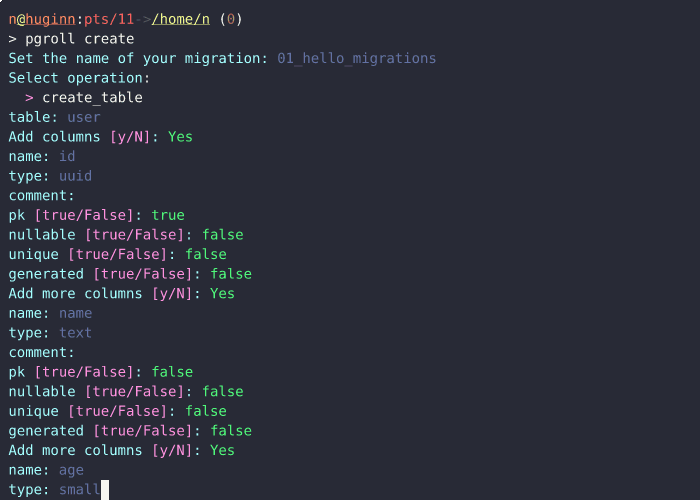 create pgroll subcommand