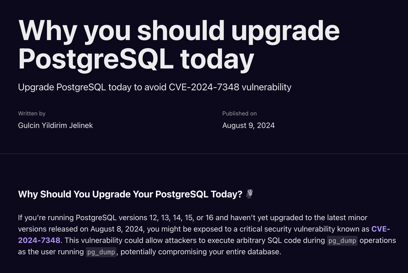 Why you should upgrade PostgreSQL today