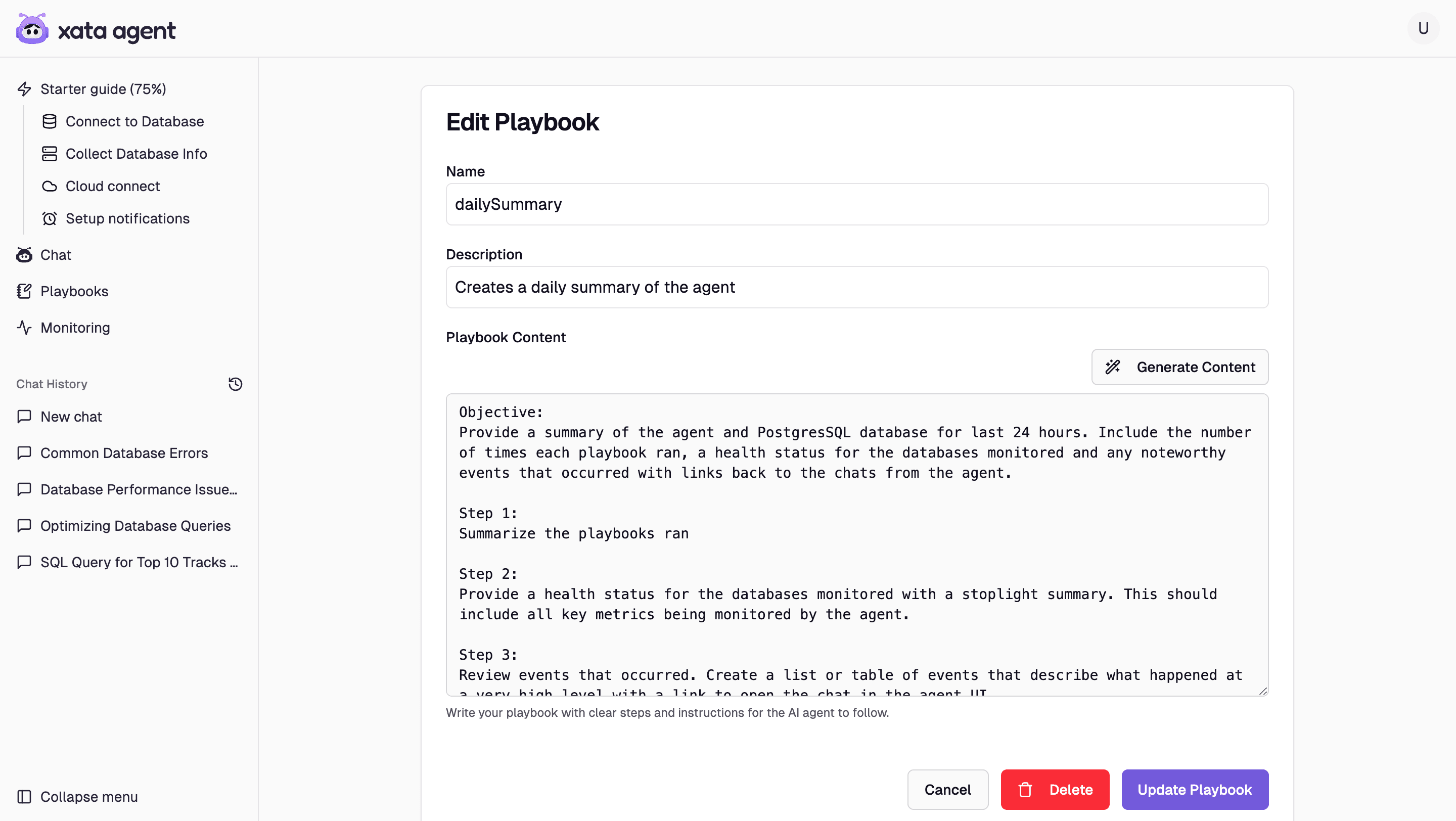 Create a custom playbook or generate one from a description