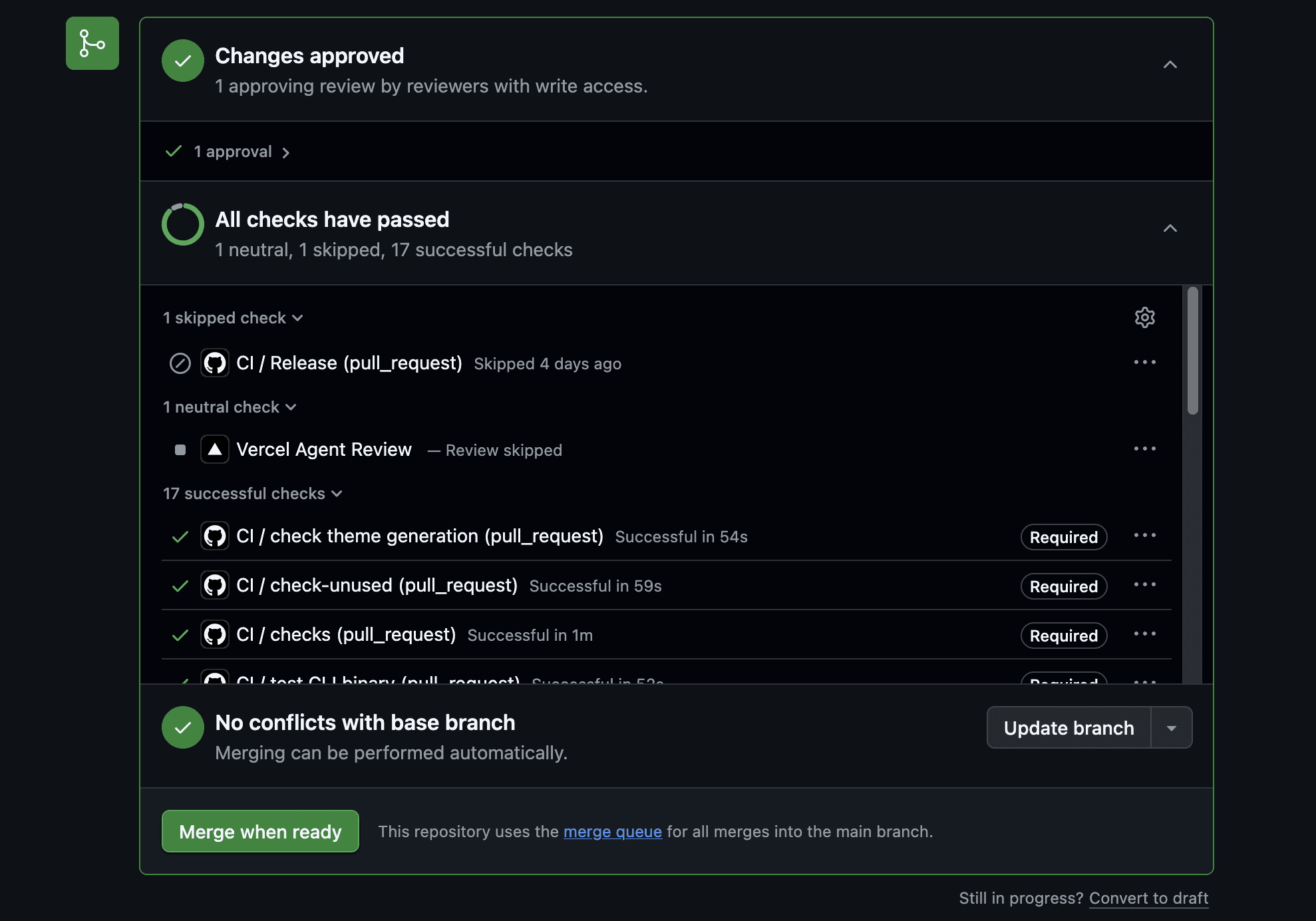 Green GitHub checks