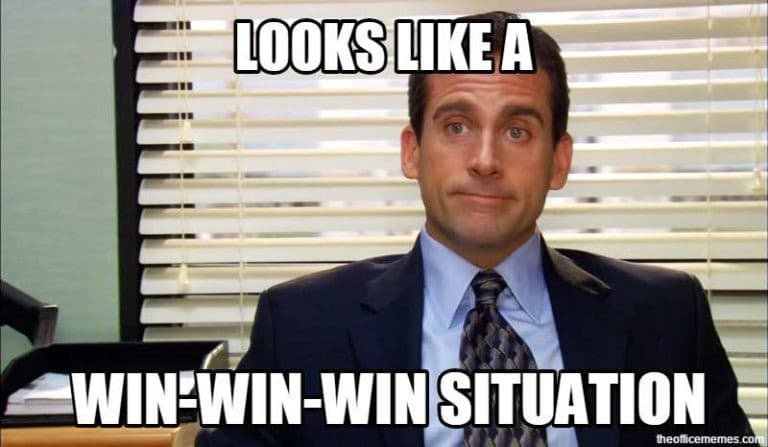 Michael Scott Win-Win-Win meme