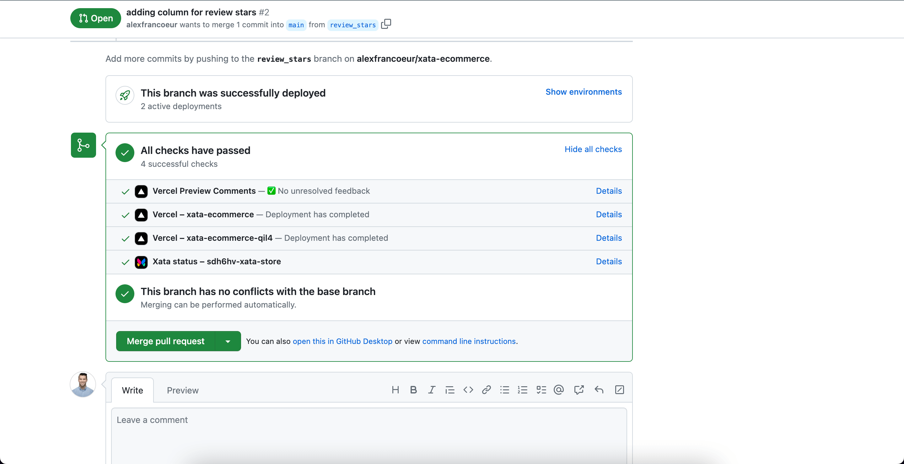 A screenshot of the checks made for the pull request